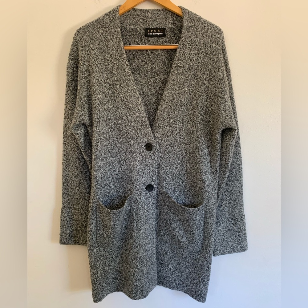 The Kooples Sport V-Neck Long-Sleeved Knitted Wool Blend Cardigan with Pockets
